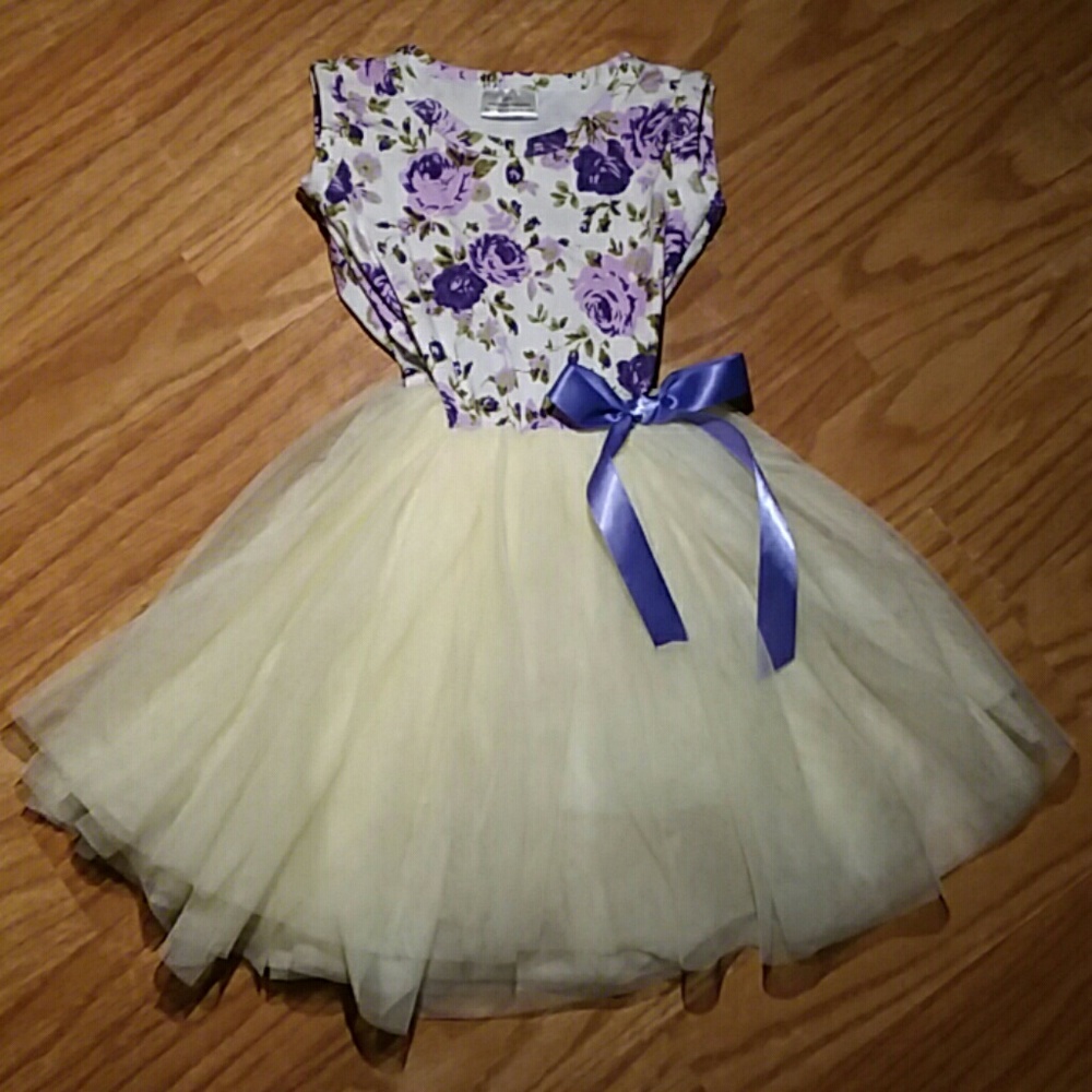 Easter Dress (6-12M) Purple/Cream